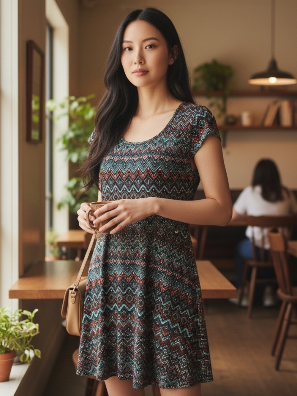 Myth Multicolor Zigzag Printed Midi Dress